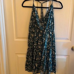 Teal and white flowy flower dress